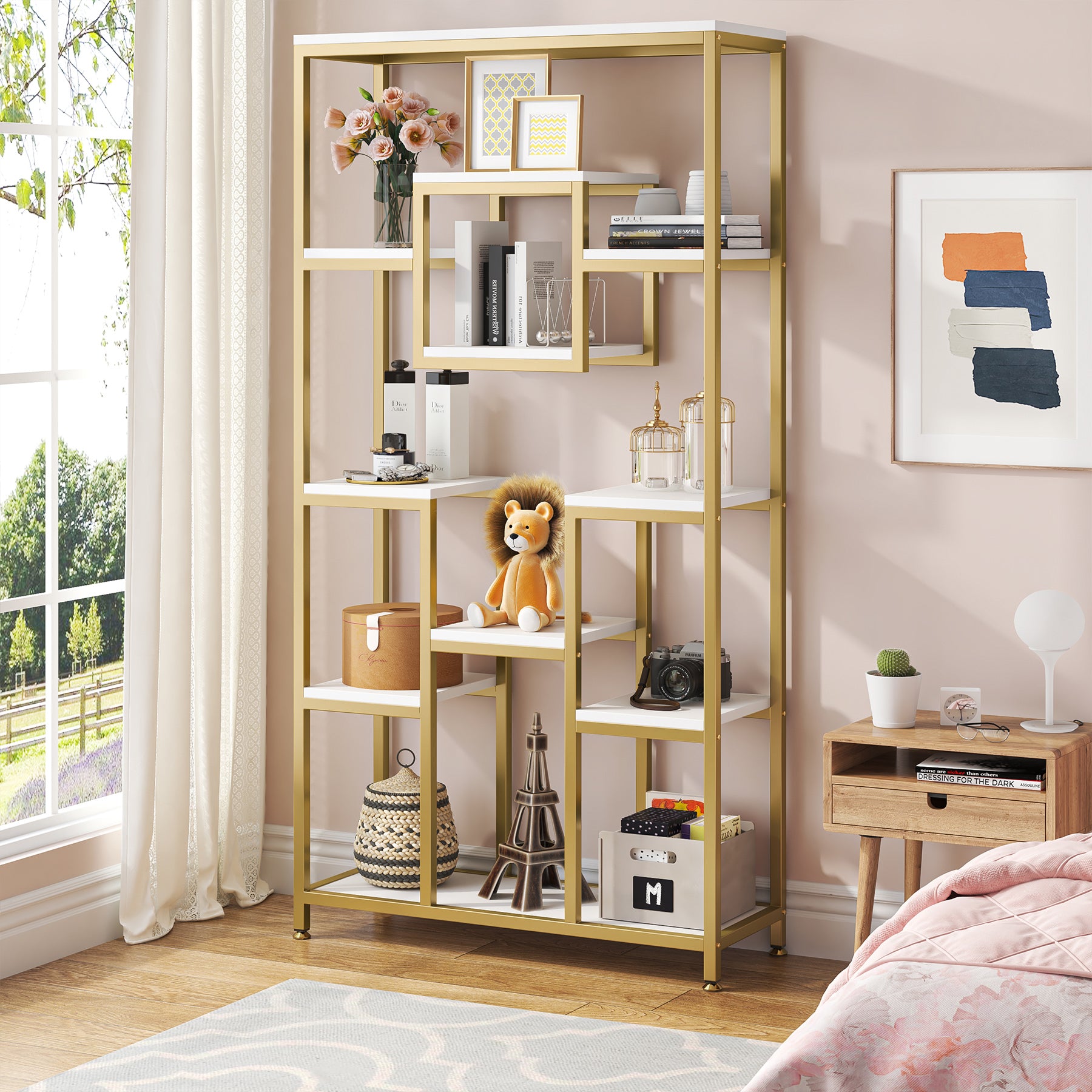71" Tall Bookshelf Bookcase with Storage Shelves